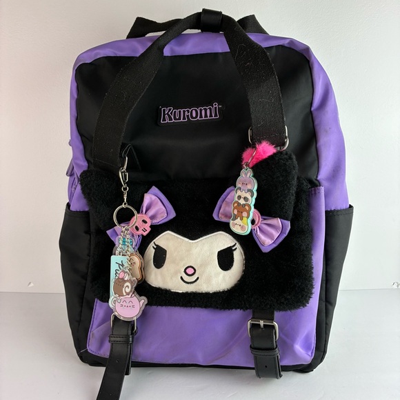 Kuromi Sanrio Fuzzy Face Pushkeen Backpack - Picture 5 of 15